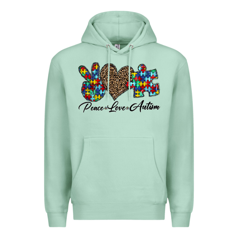 Peace Love Autism1 Premium Hoodie by CowhideDigitalArt | Teevron