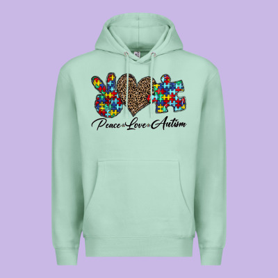 Peace Love Autism1 Premium Hoodie Designed By Cowhidedigitalart