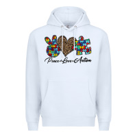 White peace love autism1 Premium Hoodie - CowhideDigitalArt