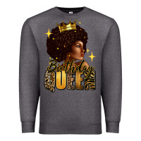 Charcoal Heather Birthday queen afro girl Premium Sweatshirt - RanaPortraitStore