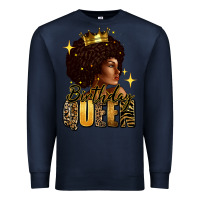 Navy Birthday queen afro girl Premium Sweatshirt - RanaPortraitStore