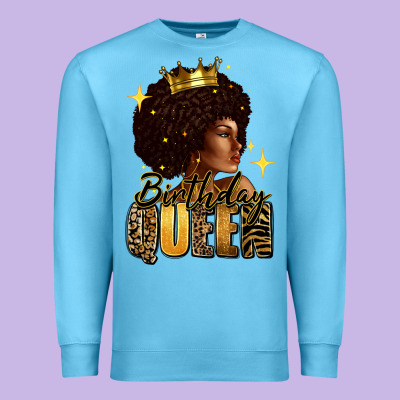 Premium Sweatshirt Birthday queen afro girl