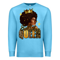Ocean Blue Birthday queen afro girl Premium Sweatshirt - RanaPortraitStore