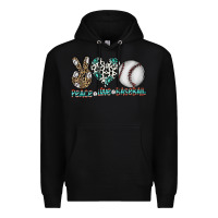 Black peace love baseball Premium Hoodie - CowhideDigitalArt