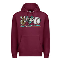 Burgundy peace love baseball Premium Hoodie - CowhideDigitalArt