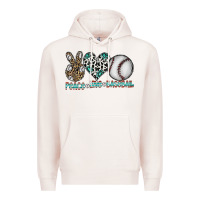 Pale Pink peace love baseball Premium Hoodie - CowhideDigitalArt