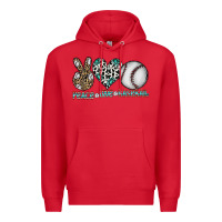 Red peace love baseball Premium Hoodie - CowhideDigitalArt