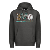 Charcoal Heather peace love baseball Premium Hoodie - CowhideDigitalArt