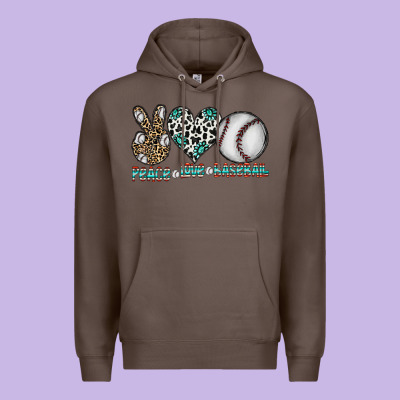 Peace Love Baseball Premium Hoodie Designed By Cowhidedigitalart