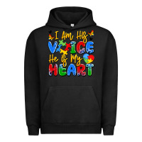 Pigment Black i am his voice he is my heart Urban Hoodie - JahusDesignShop