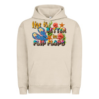 Pigment French Oak life is better in flip flops summer Urban Hoodie - JahusDesignShop