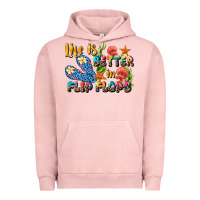 Pigment Salmon life is better in flip flops summer Urban Hoodie - JahusDesignShop