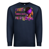 Navy Faith it does not make things easy Premium Sweatshirt - RanaPortraitStore