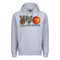 Heather Grey peace love basketball Premium Hoodie - CowhideDigitalArt
