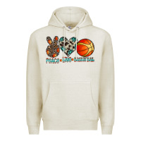 Oatmeal Heather peace love basketball Premium Hoodie - CowhideDigitalArt