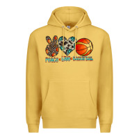 Antique Gold peace love basketball Premium Hoodie - CowhideDigitalArt