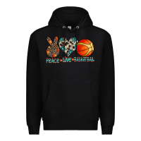 Black peace love basketball Premium Hoodie - CowhideDigitalArt