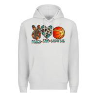 Dove Grey peace love basketball Premium Hoodie - CowhideDigitalArt