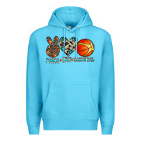 Ocean Blue peace love basketball Premium Hoodie - CowhideDigitalArt