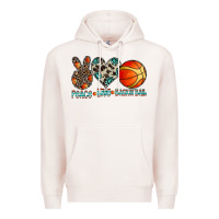Pale Pink peace love basketball Premium Hoodie - CowhideDigitalArt