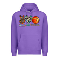 Purple peace love basketball Premium Hoodie - CowhideDigitalArt