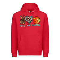 Red peace love basketball Premium Hoodie - CowhideDigitalArt