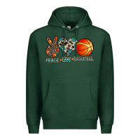 Sports Green peace love basketball Premium Hoodie - CowhideDigitalArt