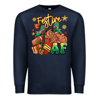 Navy Festive af Christmas black girl sneakers Premium Sweatshirt - RanaPortraitStore