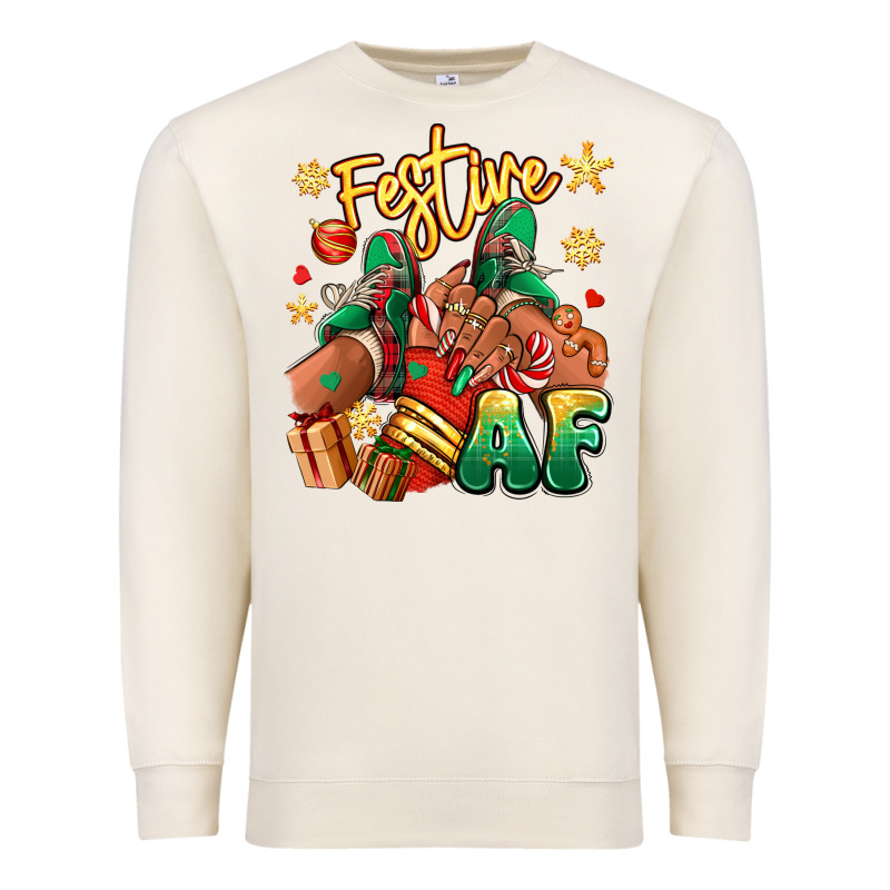 Festive Af Christmas Black Girl Sneakers Premium Sweatshirt by RanaPortraitStore | Teevron