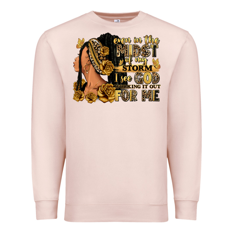 Even In The Midst Of My Storm Afro Woman Premium Sweatshirt by RanaPortraitStore | Teevron