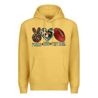 Antique Gold peace love football Premium Hoodie - CowhideDigitalArt