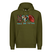 Army Green peace love football Premium Hoodie - CowhideDigitalArt