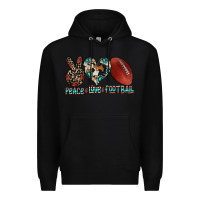 Black peace love football Premium Hoodie - CowhideDigitalArt