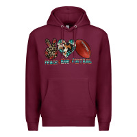 Burgundy peace love football Premium Hoodie - CowhideDigitalArt
