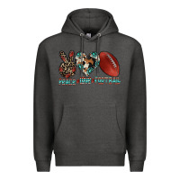 Charcoal Heather peace love football Premium Hoodie - CowhideDigitalArt