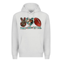 Dove Grey peace love football Premium Hoodie - CowhideDigitalArt