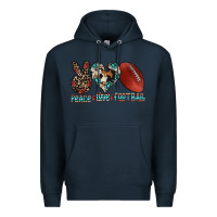 Navy peace love football Premium Hoodie - CowhideDigitalArt