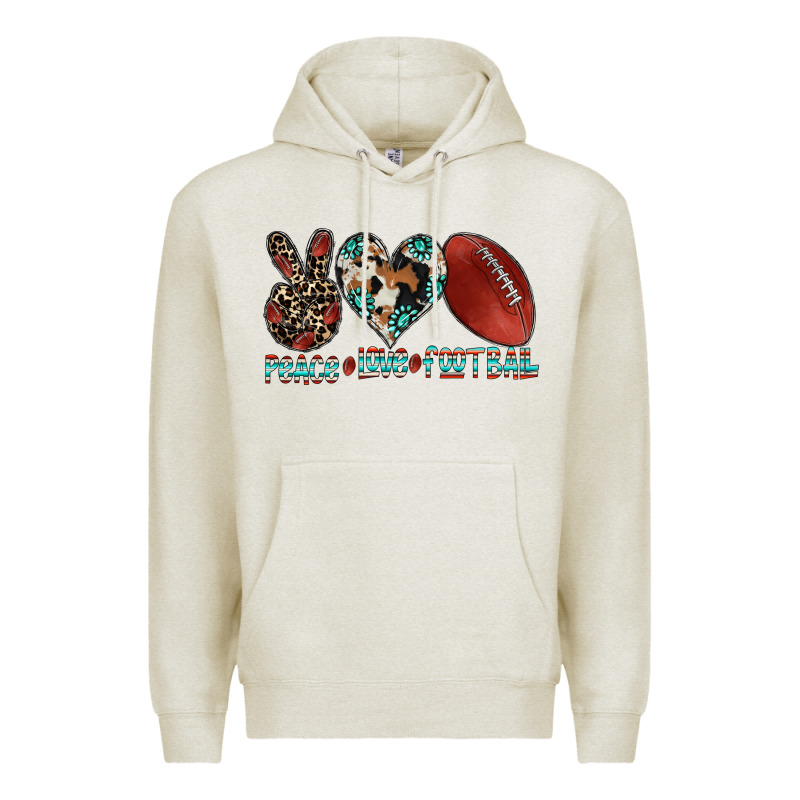 Peace Love Football Premium Hoodie by CowhideDigitalArt | Teevron