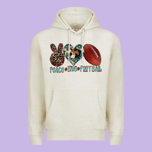 Peace Love Football Premium Hoodie Designed By Cowhidedigitalart