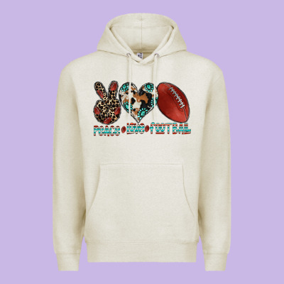 Peace Love Football Premium Hoodie Designed By Cowhidedigitalart