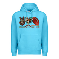 Ocean Blue peace love football Premium Hoodie - CowhideDigitalArt
