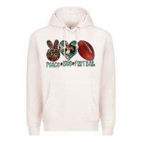 Pale Pink peace love football Premium Hoodie - CowhideDigitalArt