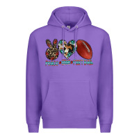 Purple peace love football Premium Hoodie - CowhideDigitalArt