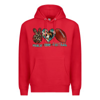 Red peace love football Premium Hoodie - CowhideDigitalArt