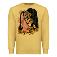 Antique Gold Gold roses afro woman Premium Sweatshirt - RanaPortraitStore