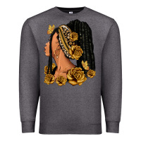 Charcoal Heather Gold roses afro woman Premium Sweatshirt - RanaPortraitStore
