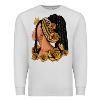 Dove Grey Gold roses afro woman Premium Sweatshirt - RanaPortraitStore