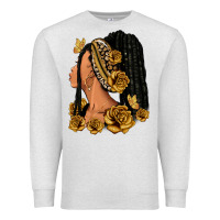 Oatmeal Heather Gold roses afro woman Premium Sweatshirt - RanaPortraitStore