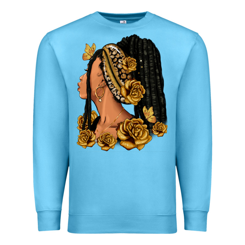 Gold Roses Afro Woman Premium Sweatshirt by RanaPortraitStore | Teevron