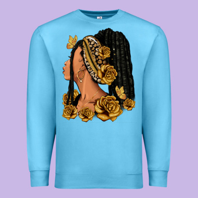 Premium Sweatshirt Gold roses afro woman